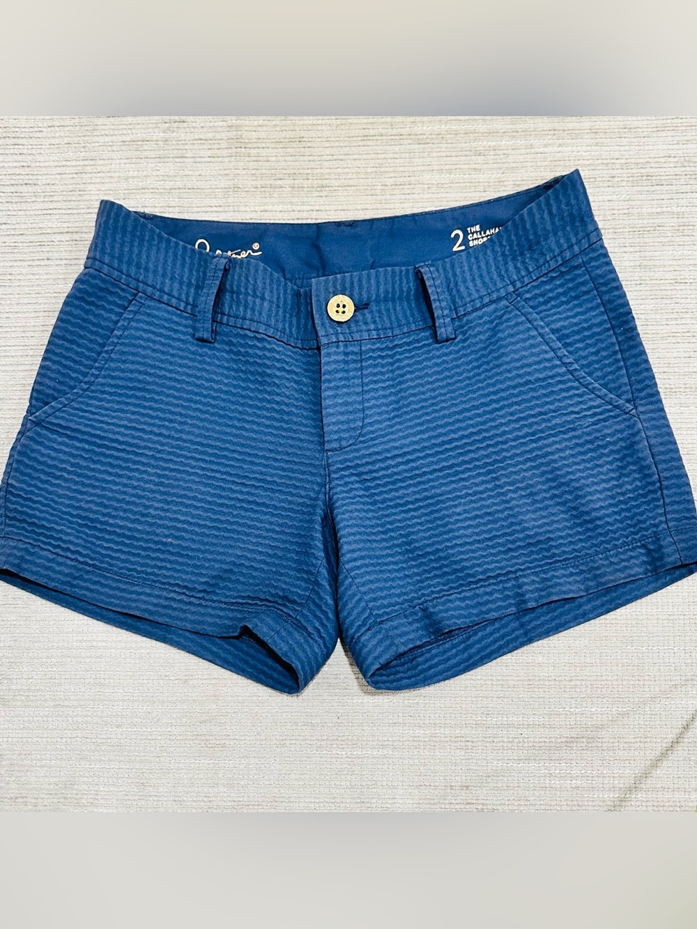 Lilly Pulitzer Size‎ 2 Callahan 5" Shorts Bomber Blue Textured EUC